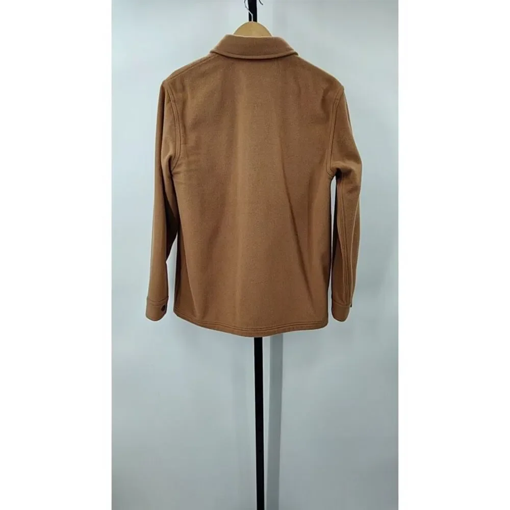 Quince Men Italian Wool Overshirt Caramel Sleeved Top S - Picture 2 of 3